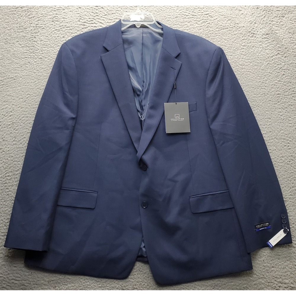 Collection by Michael Strahan Suit Blazer Men 52 Navy Tech Wool Modern Fit Notch